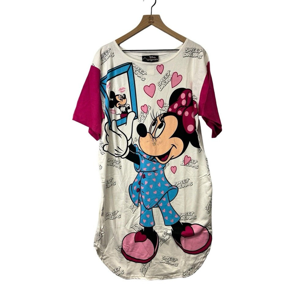 NWT Deadstock Vintage Disney Sleep Shirt Night Gown Mickey Minnie Mouse 90s OS